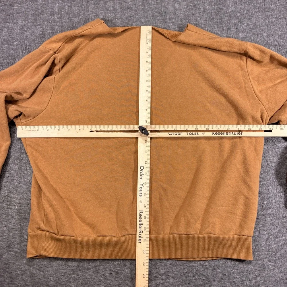 Baggy Montana Graphic Sweatshirt Womens XL Brown Distressed Raw Neck - Picture 7 of 10